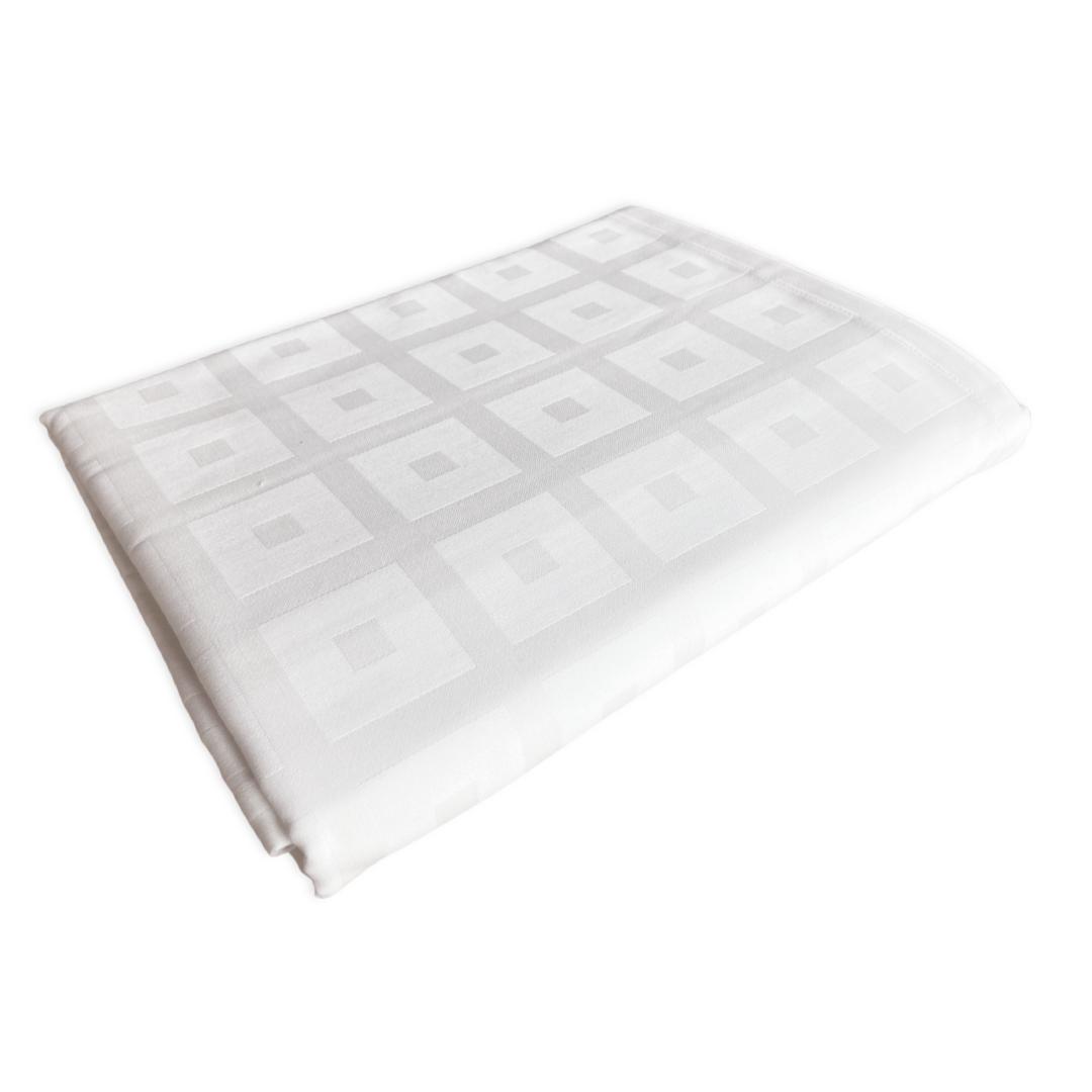 Wit damast tafelkleed Blok (Hotelkwaliteit: 250 gr/m2) - 100% katoen - Bamar Lifestyle
