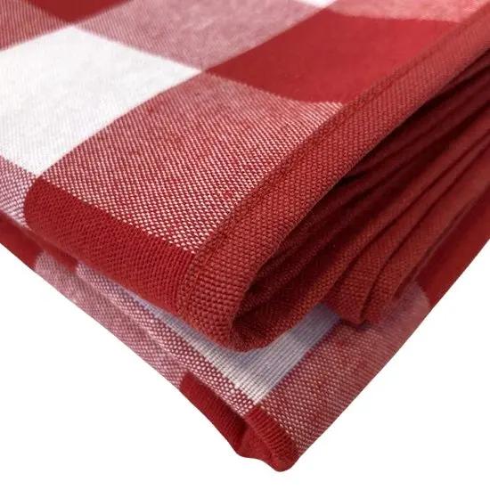 Afwerking zijkanten Rood geruit servet - Bamar Lifestyle