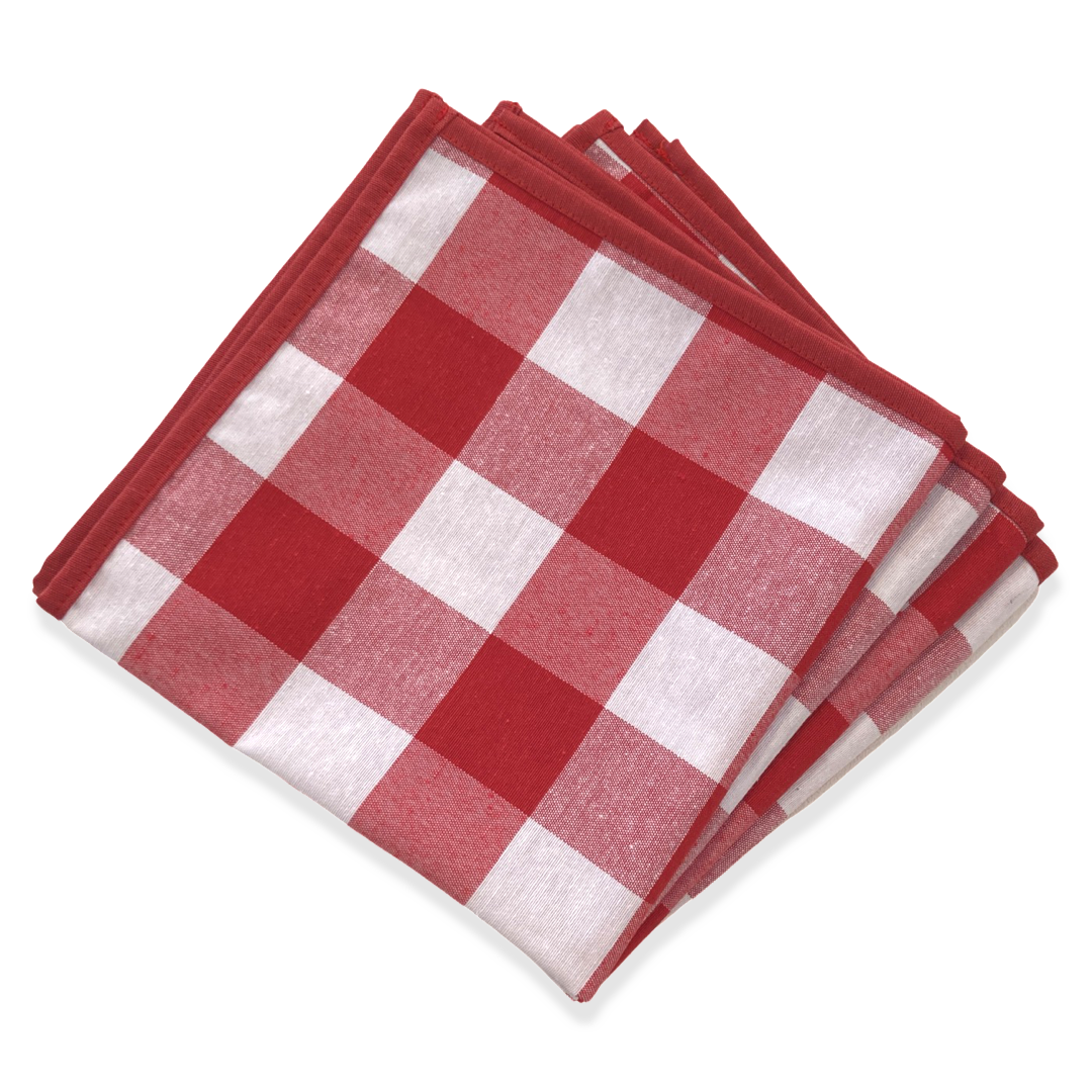 Stapel Grote Rood wit geruite servetten Brabants bont - Bamar Lifestyle