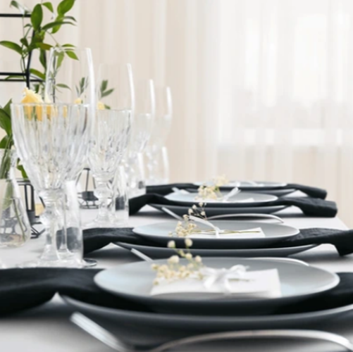 Zwart damast servetten (Hotelkwaliteit: 250 gr/m2) - 100% katoen - Bamar Lifestyle