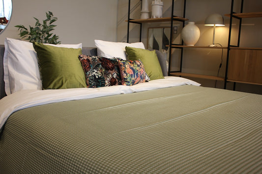 Bedsprei Combs groen 280 x 270 - zomerdeken - Bamar Lifestyle