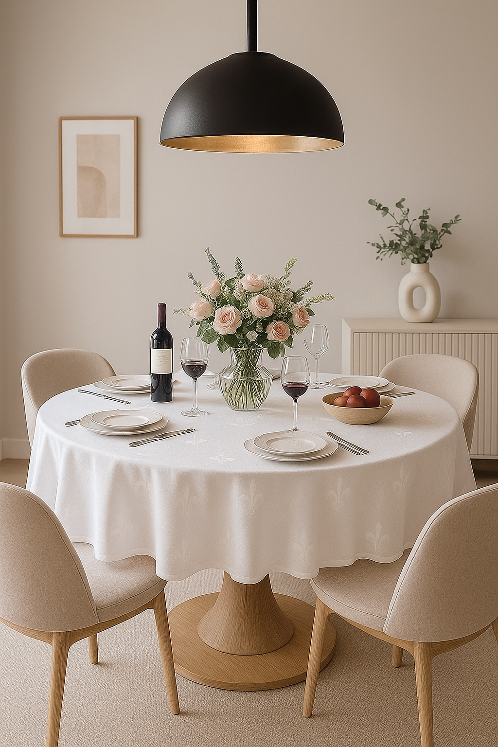 Tafelkleed Franse lelie wit  - Hotelkwaliteit: 250 gr/m2