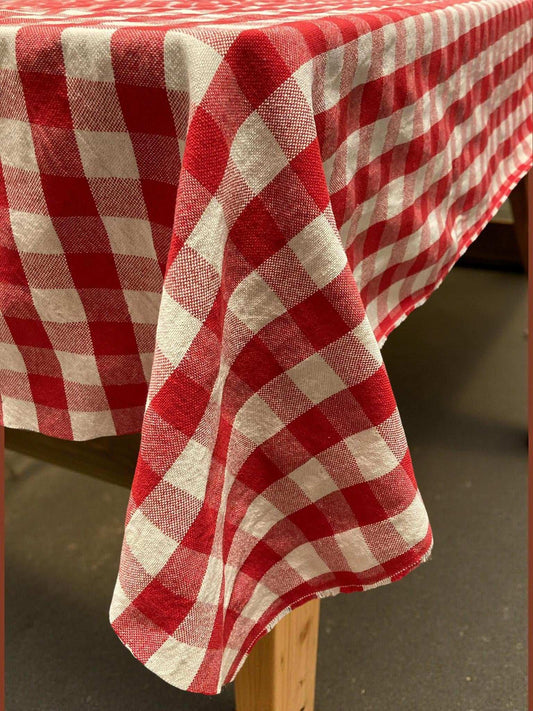 Geblokt tafelkleed Céline rood