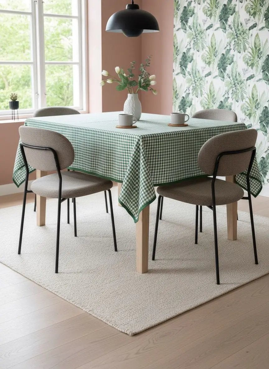 Groen geruit tafelkleed - kleine ruit (Strijkvrij) - Bamar Lifestyle