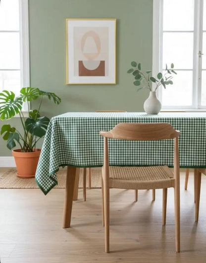Groen geruit tafelkleed - kleine ruit (Strijkvrij) - Bamar Lifestyle