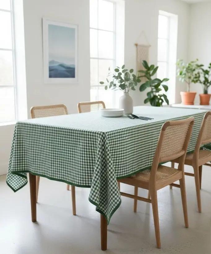 Groen geruit tafelkleed - kleine ruit (Strijkvrij) - Bamar Lifestyle