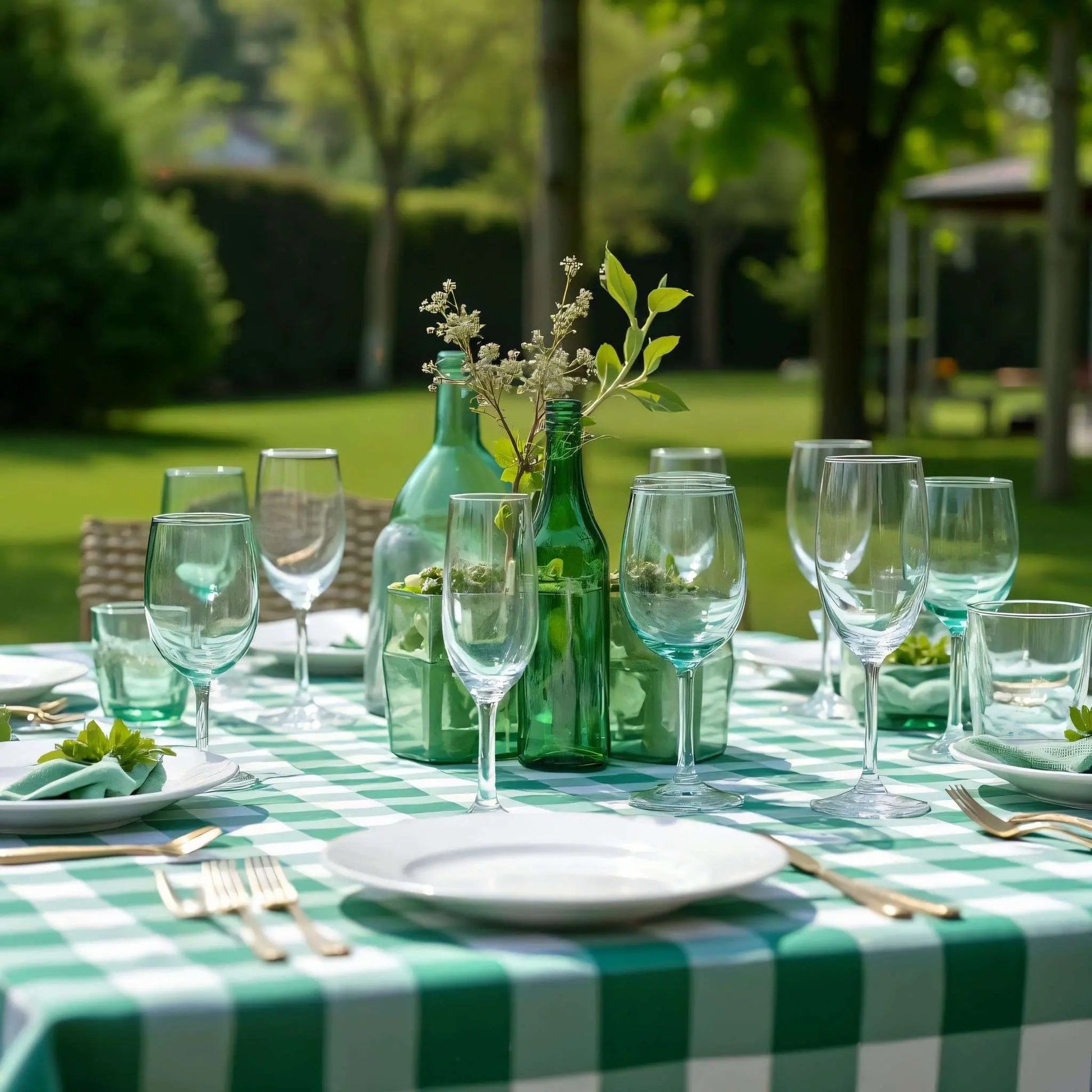 Kesfey Gingham tafelkleden, 3 stuks, groen, 137 x 274 cm, kunststof Kesfey Gingham tafelkleden, 3 stuks, groen, 137 x 274 cm, kunststof
