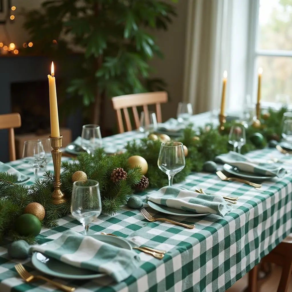 Groen geruit tafelkleed - Grote ruit (Strijkvrij) - Bamar Lifestyle
