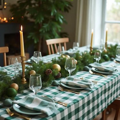 Groen geruit tafelkleed - Grote ruit (Strijkvrij) - Bamar Lifestyle