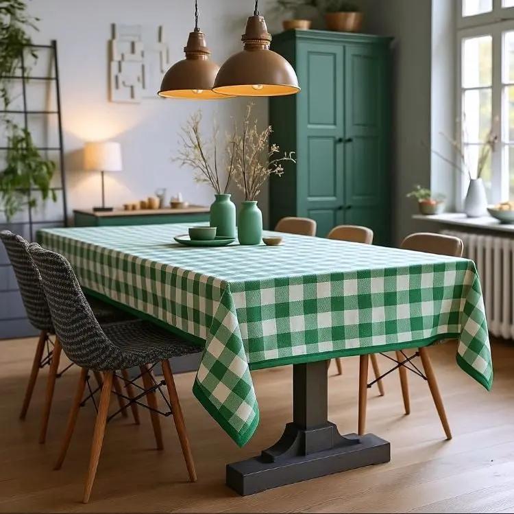 Groen geruit tafelkleed - Grote ruit (Strijkvrij) - Bamar Lifestyle