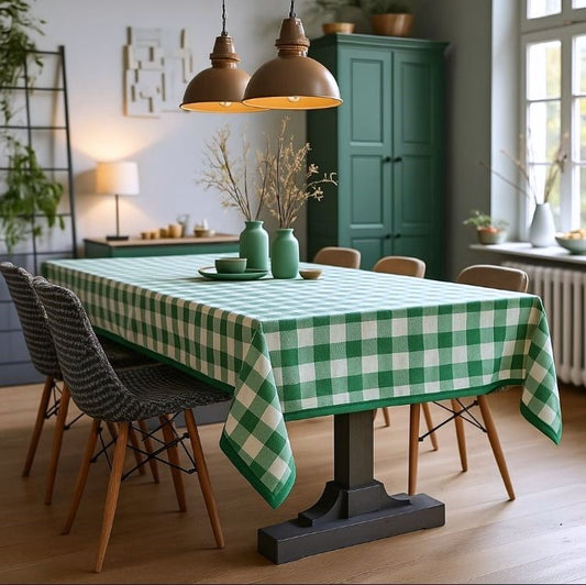 Groen geruit tafelkleed - Grote ruit (Strijkvrij)