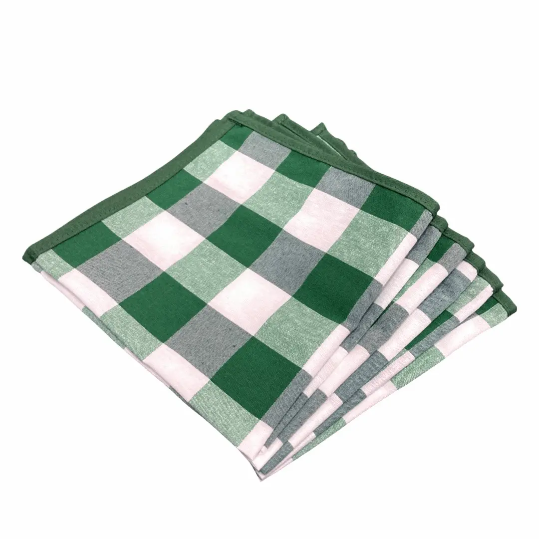 Stapel opgevouwen Groen geruite servetten - Bamar Lifestyle