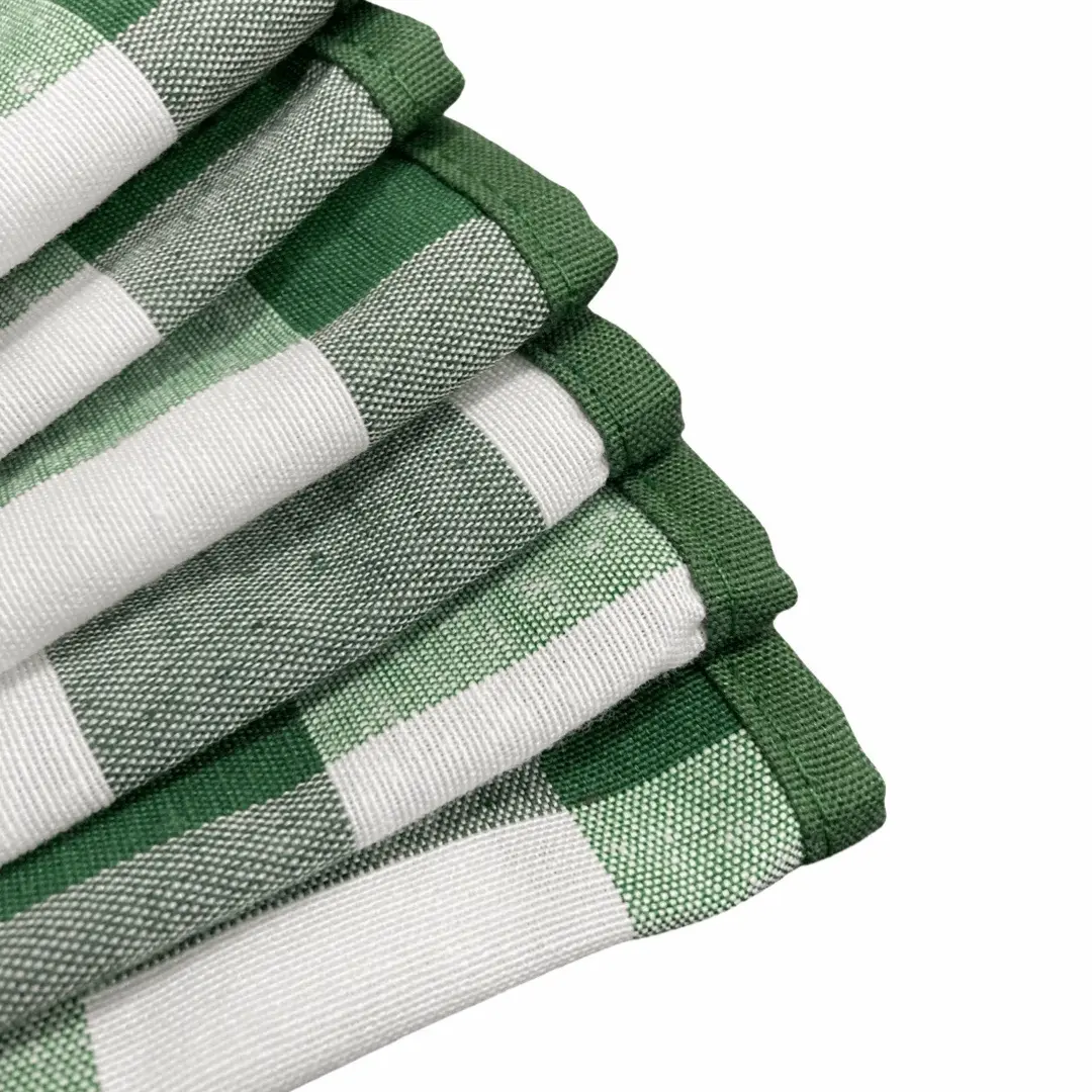Afwerking randen Groen wit geruite servetten - Bamar Lifestyle