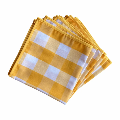 Stapel Geel wit geruiten servetten - Bamar Lifestyle