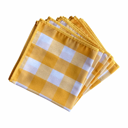 Stapel Geel wit geruiten servetten - Bamar Lifestyle
