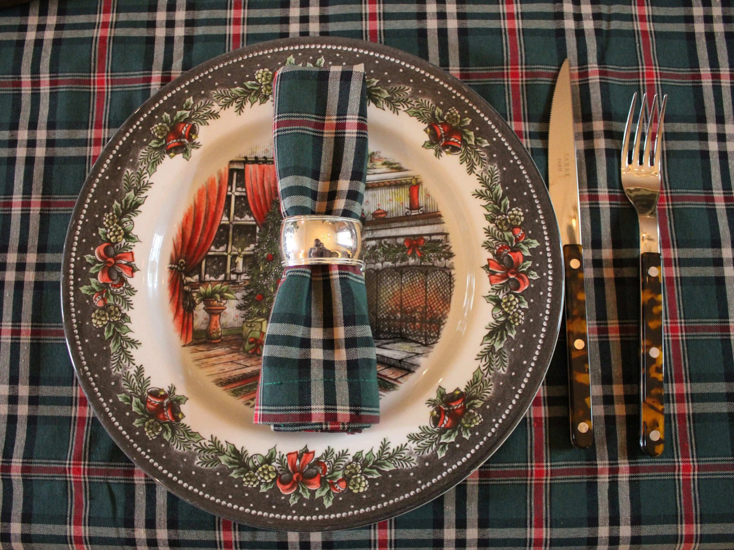 Tafelloper Castle Schotse ruit groen (Strijkvrij) - Bamar Lifestyle