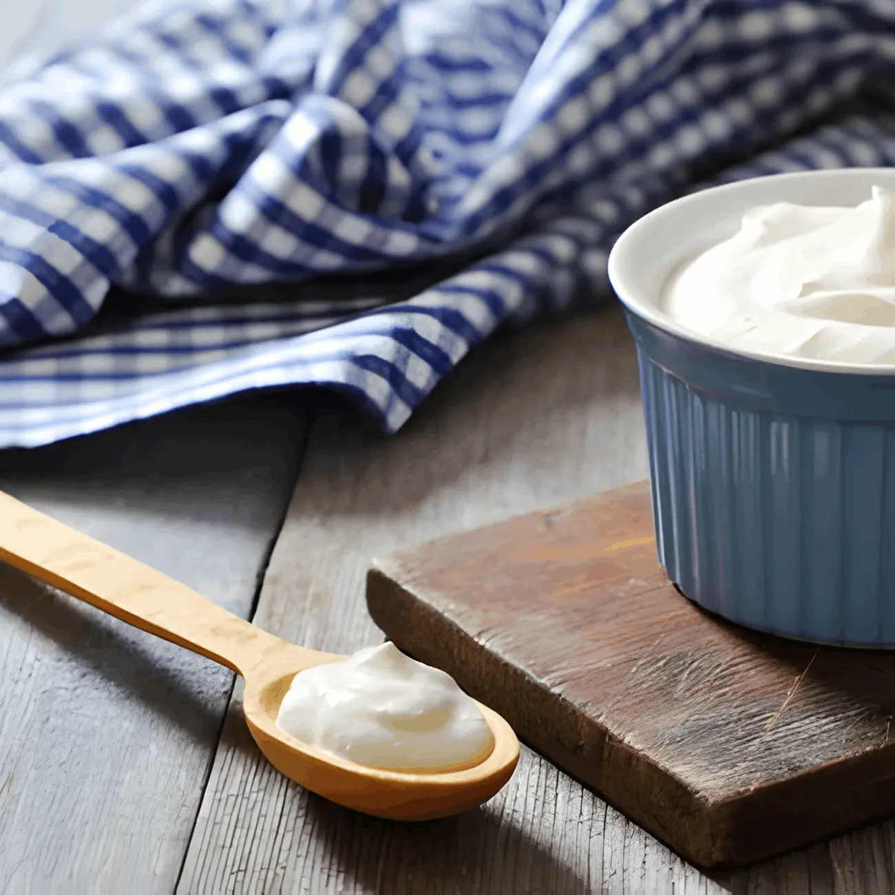Servet kleine ruit blauw op tafel