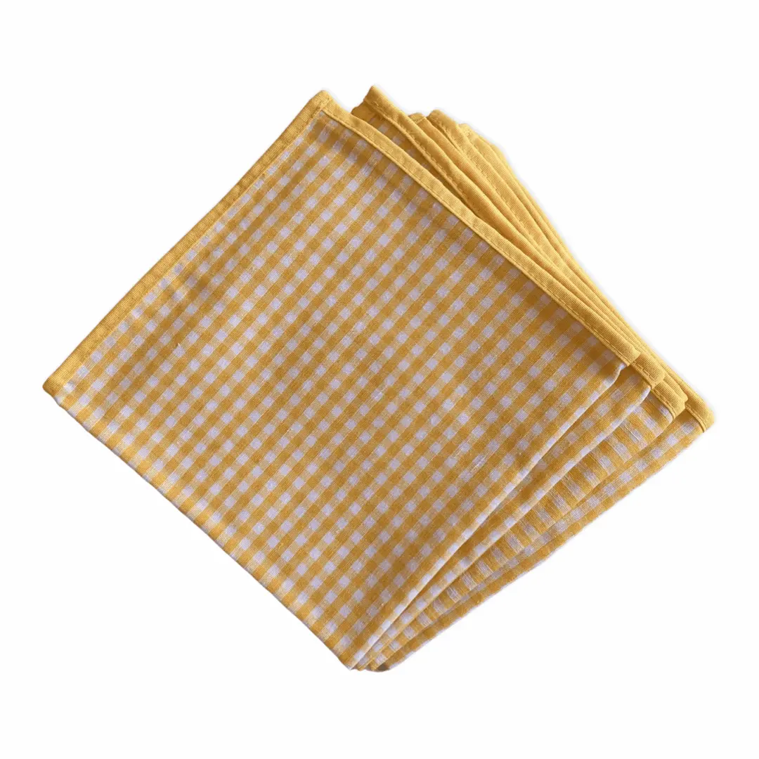 Stapel met Geel wit geruiten servetten - Bamar Lifestyle