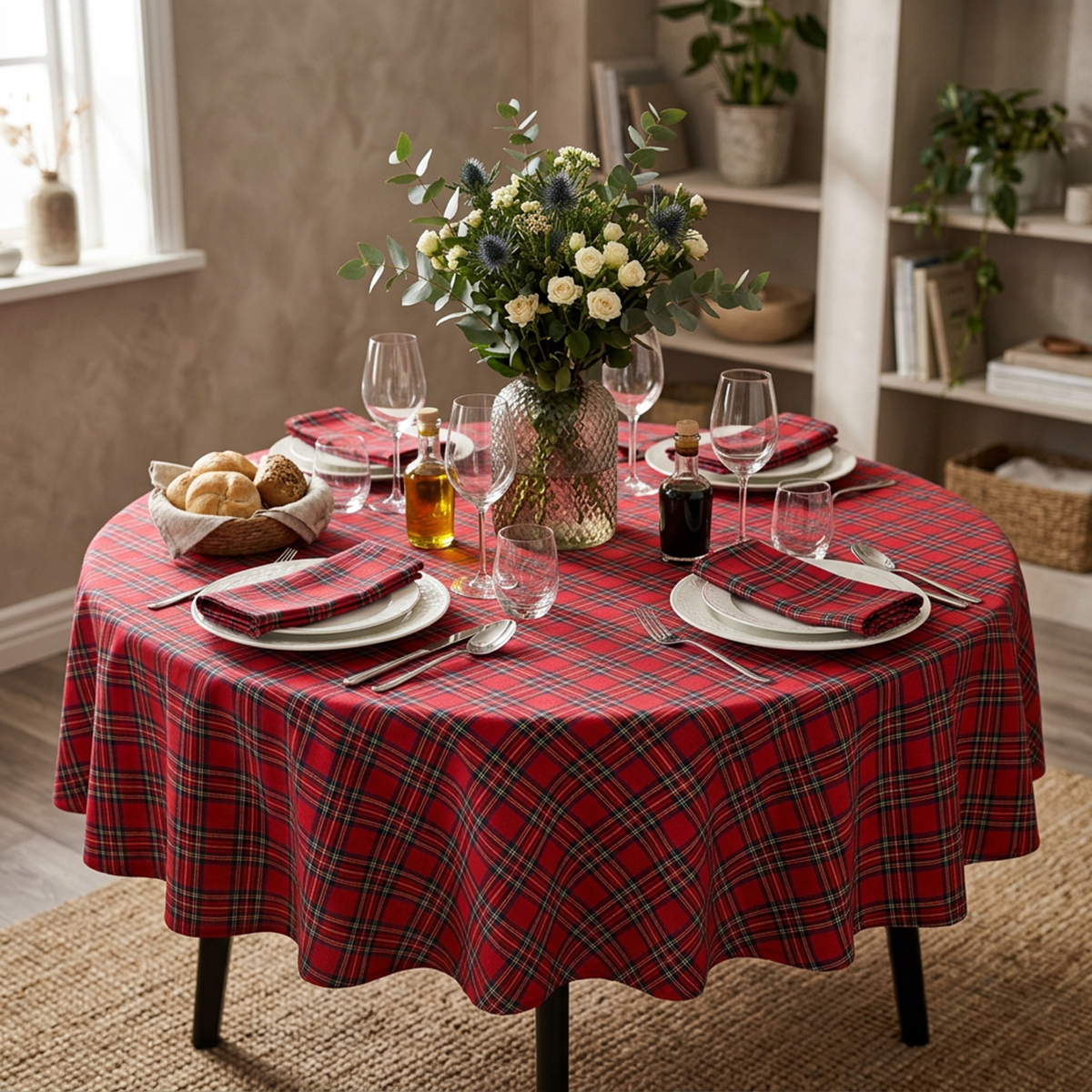 Tafelkleed Schotse ruit - Windsor rood (Strijkvrij) Bamar Lifestyle