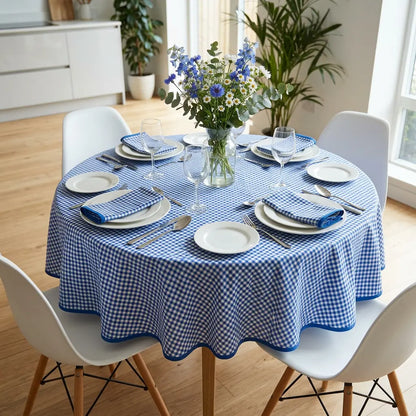 Blauw tafelkleed - kleine ruit brabantsbont (Strijkvrij) Bamar Lifestyle
