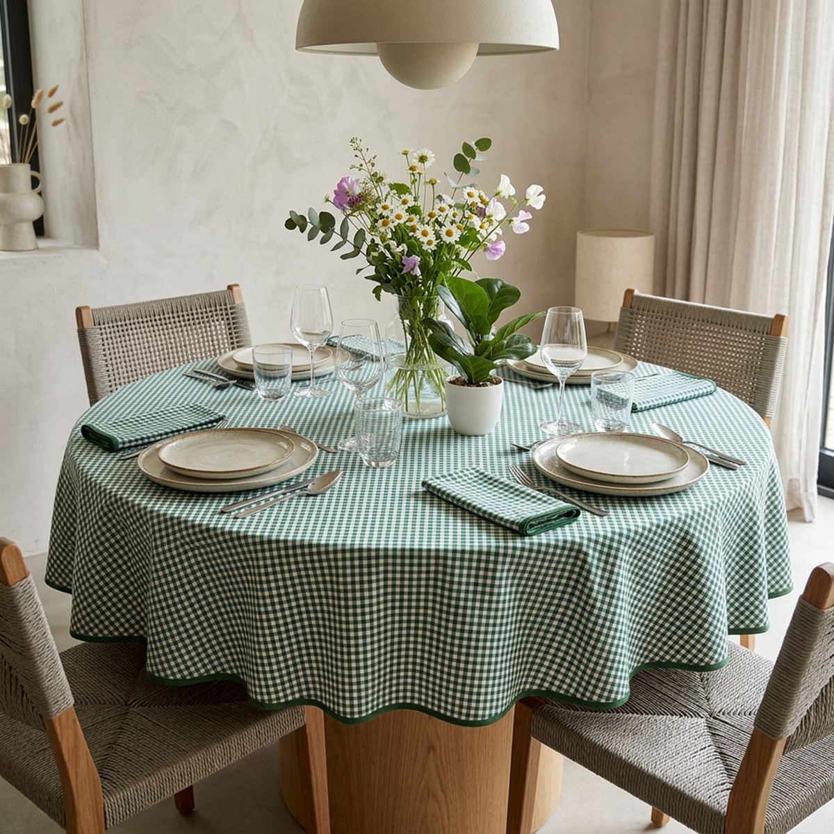 Groen-Wit Geruite Stoffen Servetten (Set van 4) – Kleine Ruit / Vichy Ruit Bamar Lifestyle