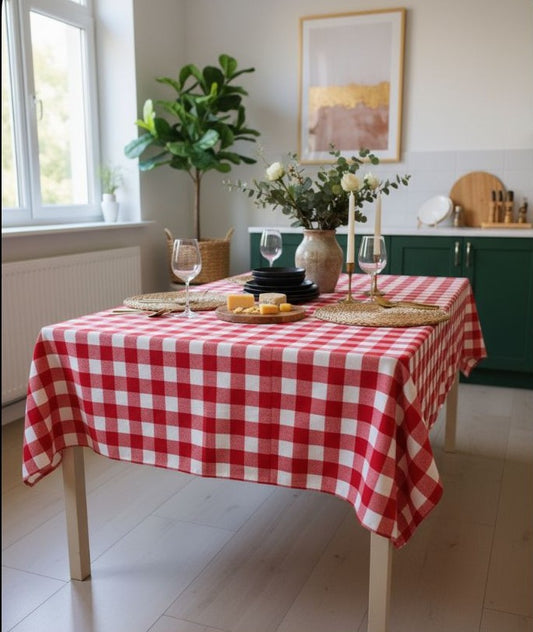 Rood geruit tafelkleed - Grote ruit (Strijkvrij)