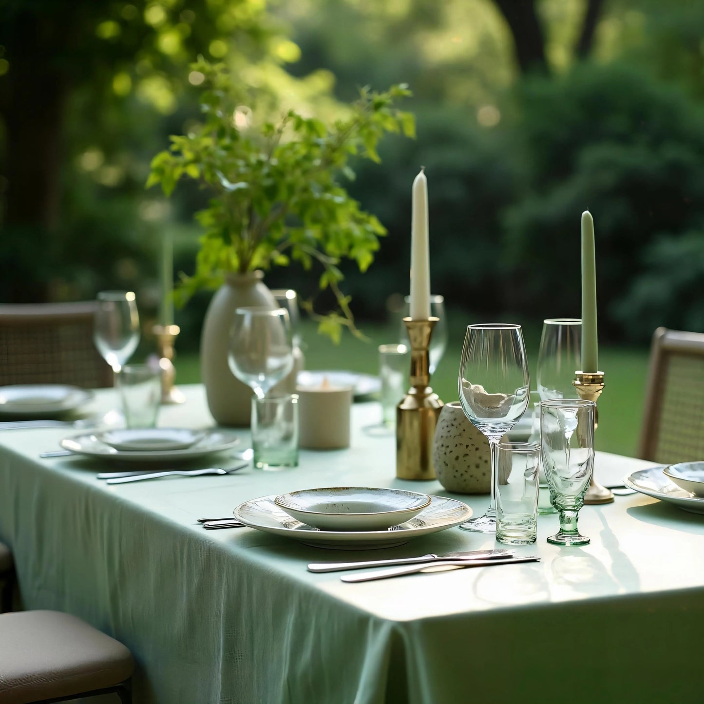 Tafelkleed Linnenlook Sako groen - Bamar Lifestyle