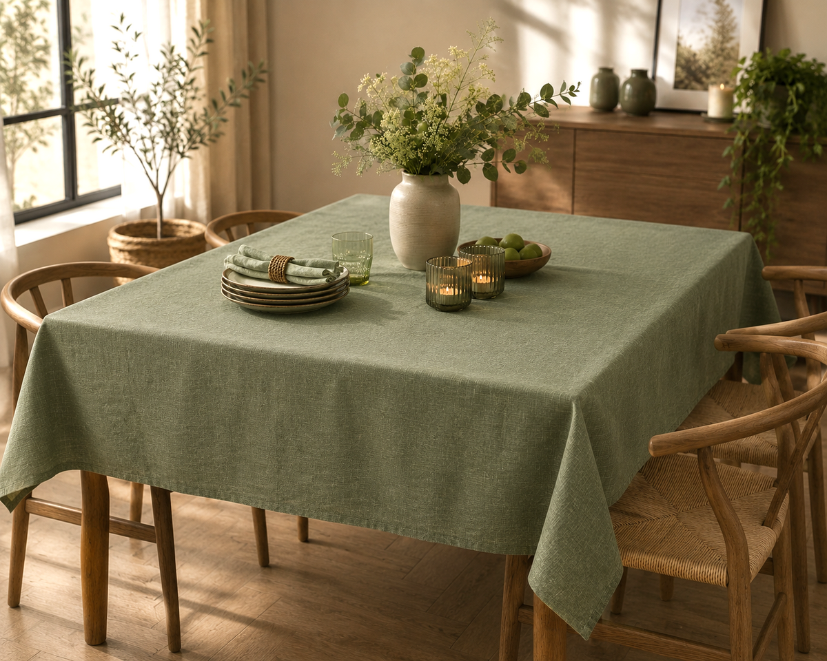 Groen Linnenlook Tafelkleed Sako – Katoen/Polyester (Onderhoudsvriendelijk) Bamar Lifestyle