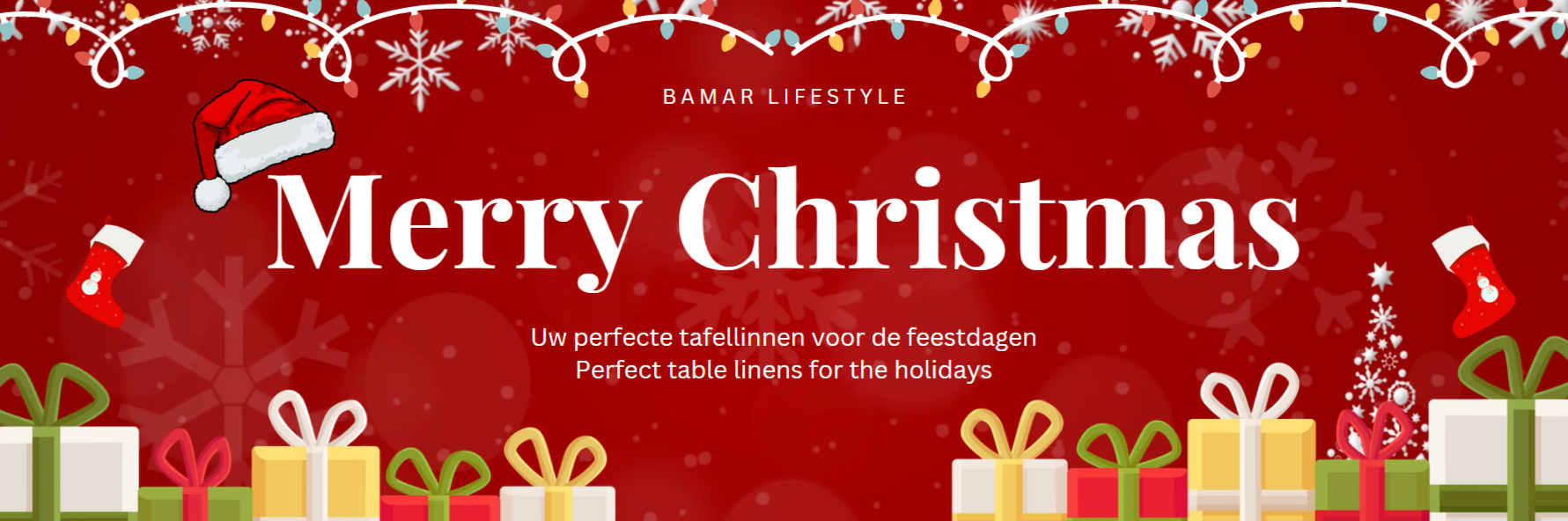 Kerst banner voor uw perfecte tafellinnen voor de feestdagen