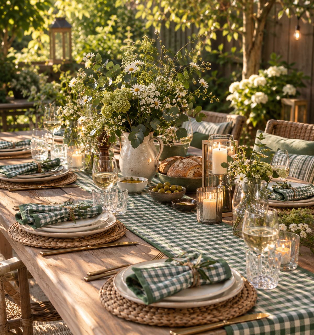 Groen-Wit Geruite Stoffen Servetten (Set van 4) – Kleine Ruit / Vichy Ruit Bamar Lifestyle