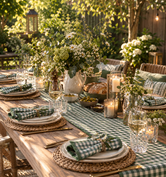 Groen-Wit Geruite Stoffen Servetten (Set van 4) – Kleine Ruit / Vichy Ruit Bamar Lifestyle