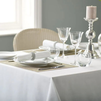 Luxe wit damasten tafelkleed – 100% katoen, hotelkwaliteit - Bamar Lifestyle