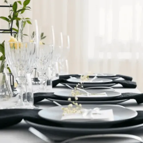 Zwart damast servetten (Hotelkwaliteit: 250 gr/m2) - 100% katoen - Bamar Lifestyle