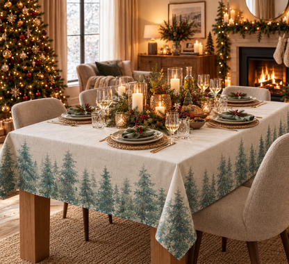 Winter Tafelkleed Aspen – Linnenlook (Katoen/Polyester) Bamar Lifestyle