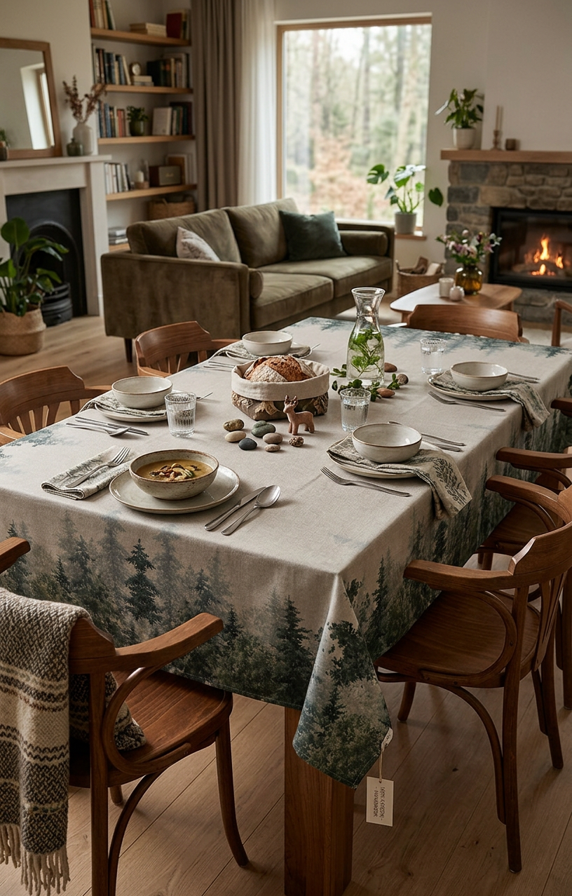 Winter Tafelkleed Aspen – Linnenlook (Katoen/Polyester) Bamar Lifestyle