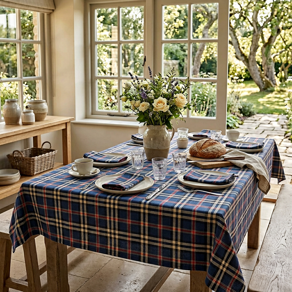 Blauw Geruit Tafelkleed Castle – Schotse Ruit / Tartan (Strijkvrij) Bamar Lifestyle