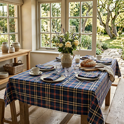 Blauw Geruit Tafelkleed Castle – Schotse Ruit / Tartan (Strijkvrij) Bamar Lifestyle
