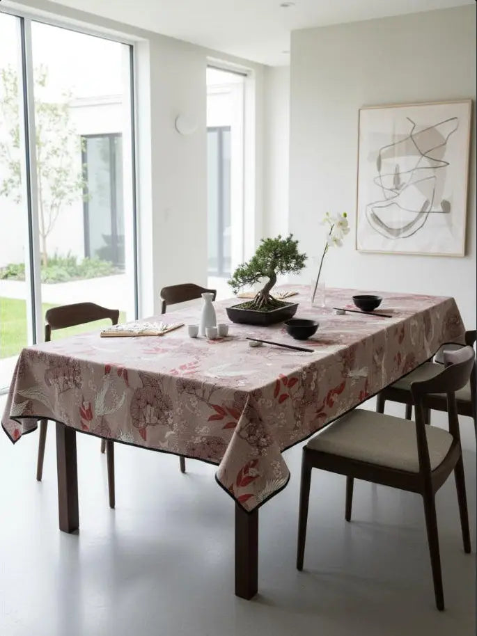 Tafelkleed Kawagoe roze op tafel