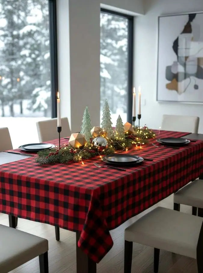 Tafelkleed Montana op tafel met kerstsfeer