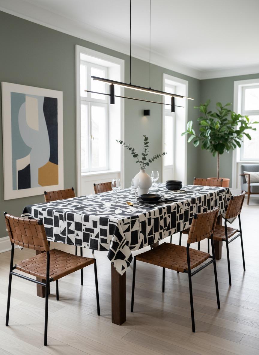 Zwart Modern Tafelkleed Morgan