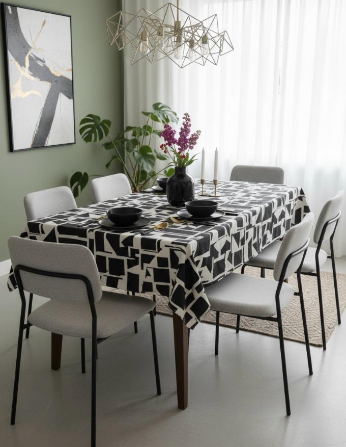 Zwart Modern Tafelkleed Morgan
