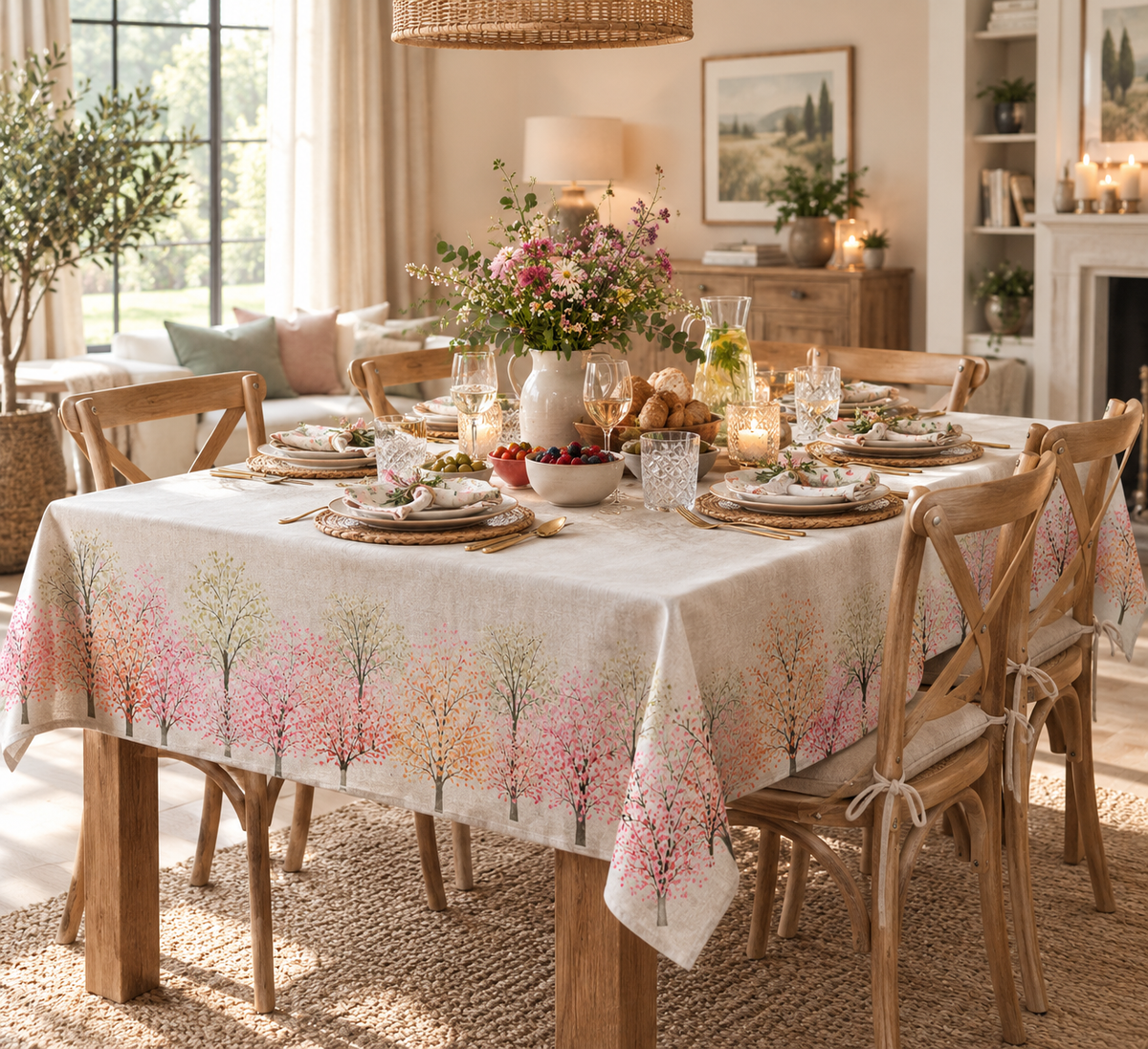 Bloesem Tafelkleed Sakura – Linnenlook (Katoen/Polyester) Bamar Lifestyle