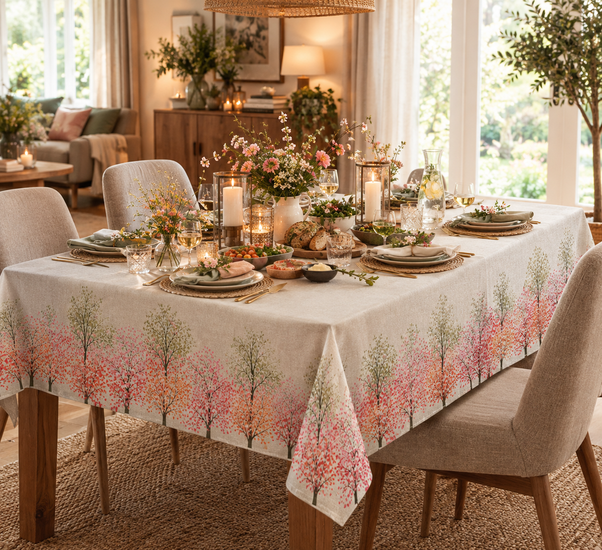Bloesem Tafelkleed Sakura – Linnenlook (Katoen/Polyester) Bamar Lifestyle