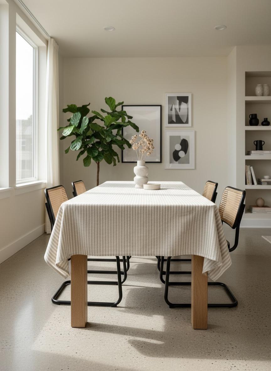 Gestreept katoenen Tafelkleed Salima beige