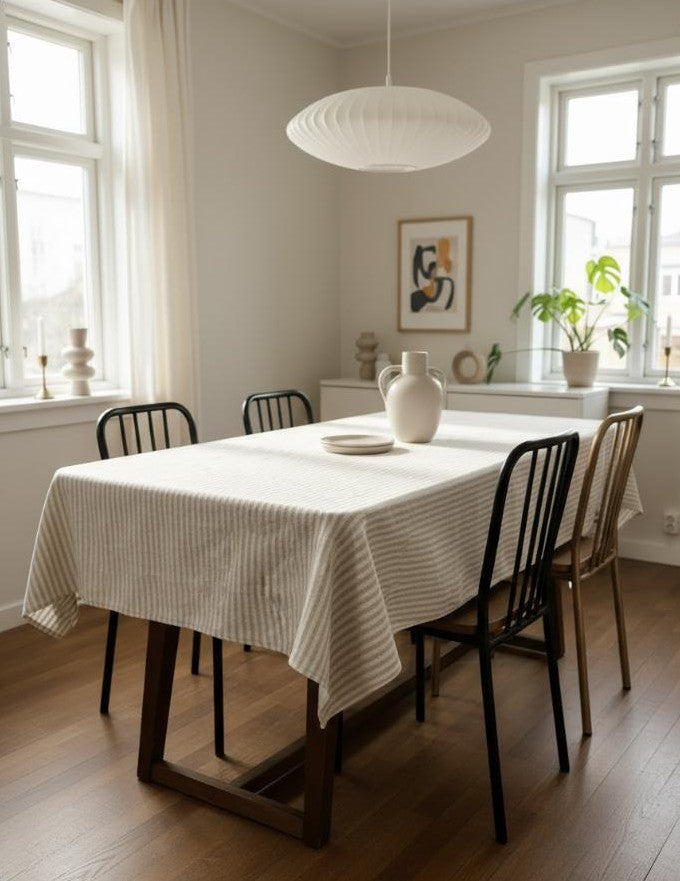 Gestreept katoenen Tafelkleed Salima beige