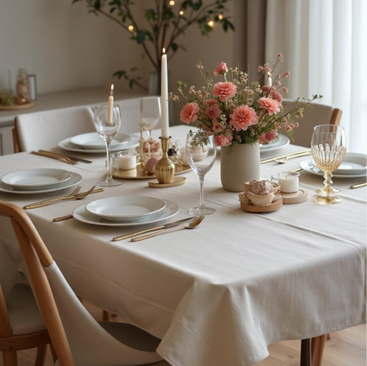 Damast Tafelkleed Ivoor (Hotelkwaliteit: 250 gr/m2) - 100% katoen Bamar Lifestyle