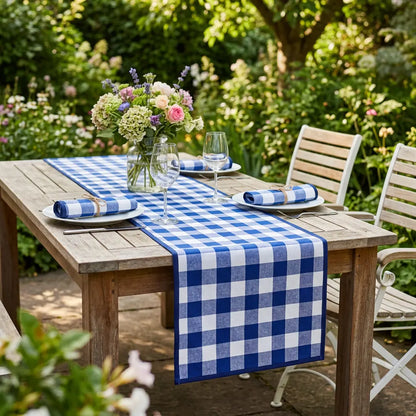 Tafelloper Grote ruit blauw (Strijkvrij) Bamar Lifestyle