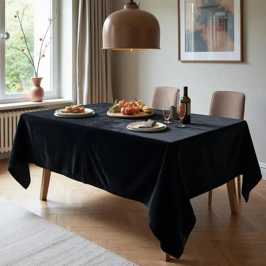 Zwart Velvet Tafelkleed - Bamar Lifestyle