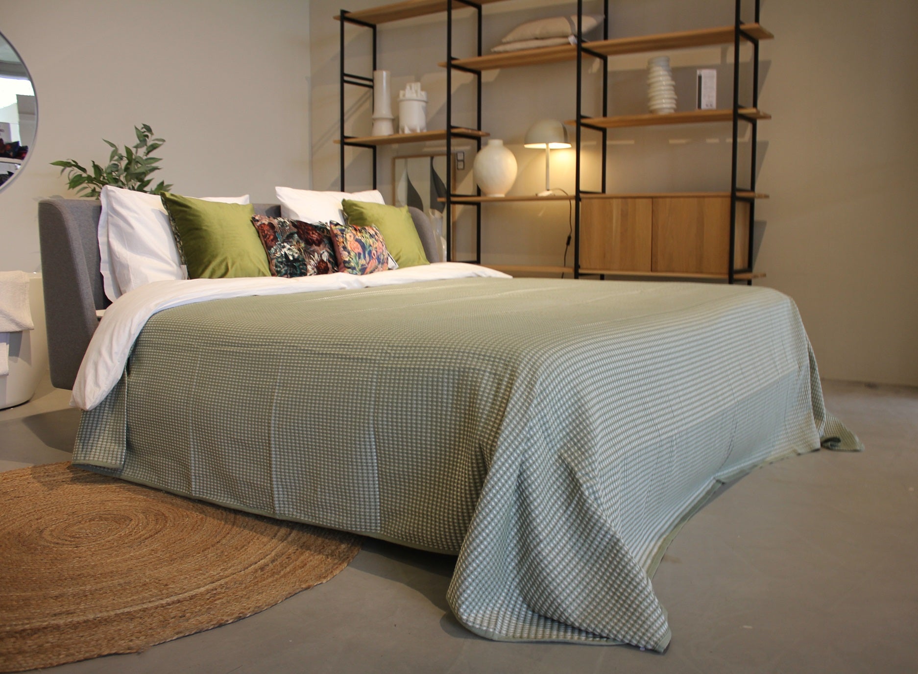 Wafeldeken groen 2 persoons sprei met biesband. 280 x 270 - Bamar Lifestyle