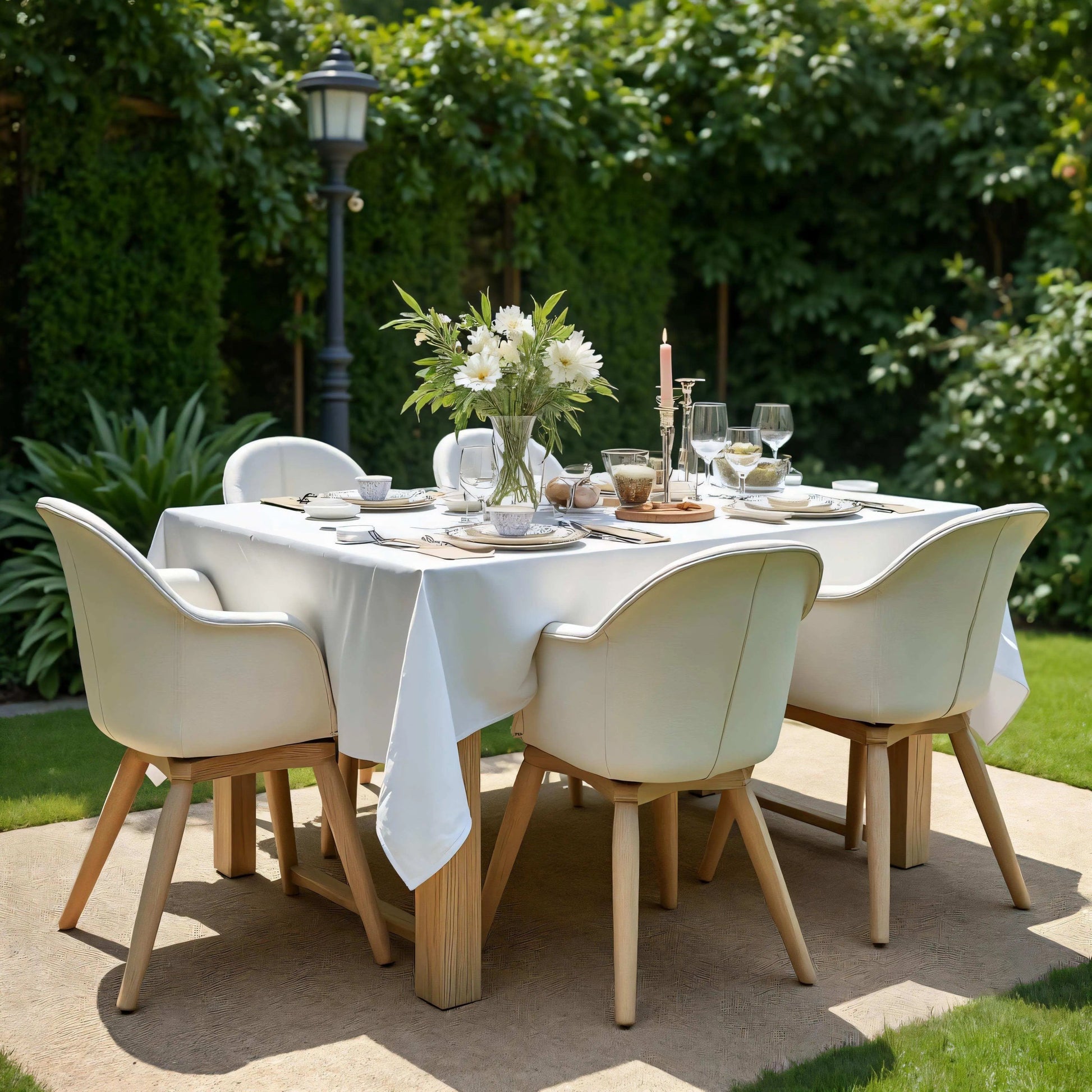 Luxe wit damasten tafelkleed – 100% katoen, hotelkwaliteit